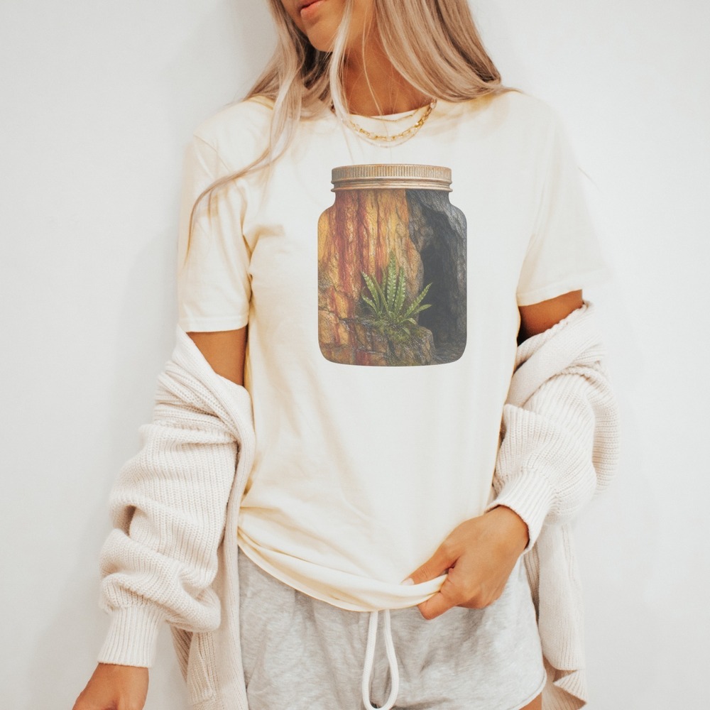 Cave Plant Growing Inside a Rusted Jar Tee